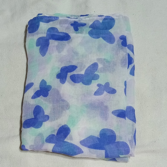 Blue White Sheer Infinity Tube Scarf - Picture 3 of 5